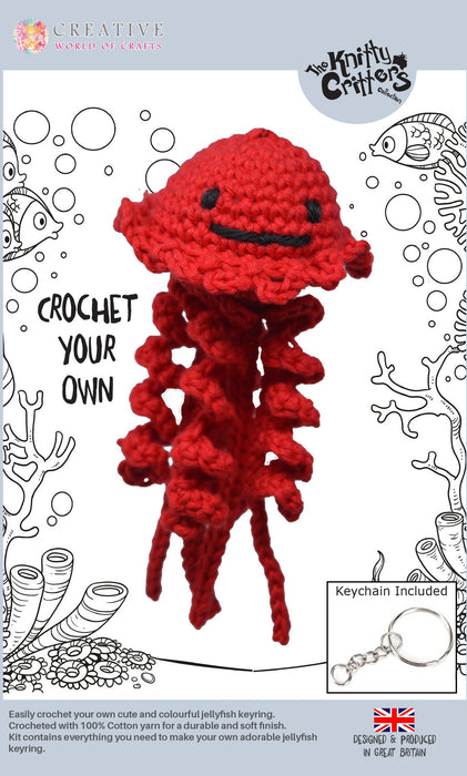 Knitty Critters - Jellyfish Keychain - Red