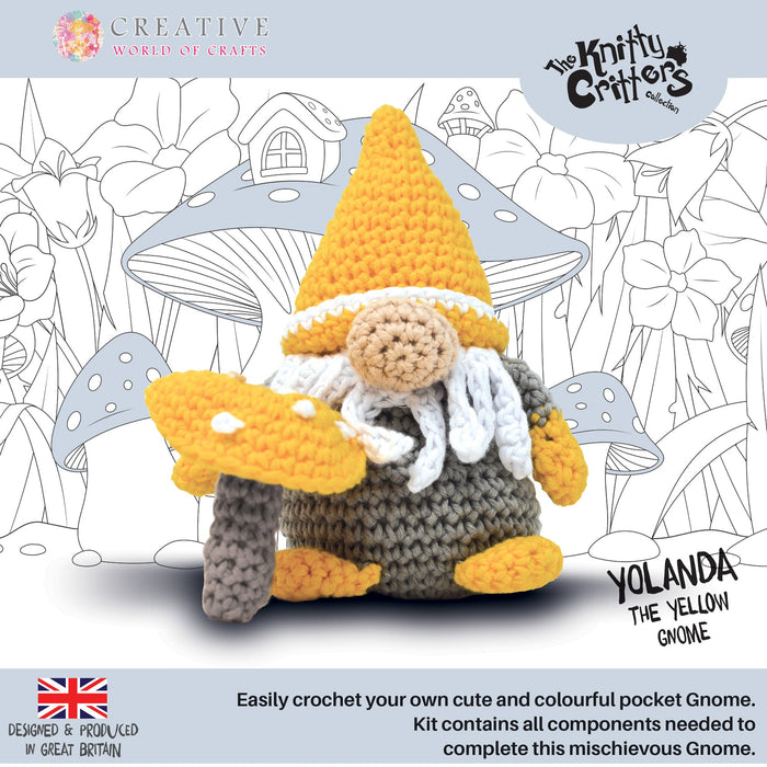 Knitty Critters - Pocket Gnomes - Yolanda The Yellow Gnome